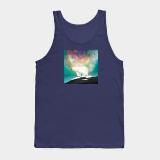 Polar Bear on a Rock in front of Northern Lights Tank Top